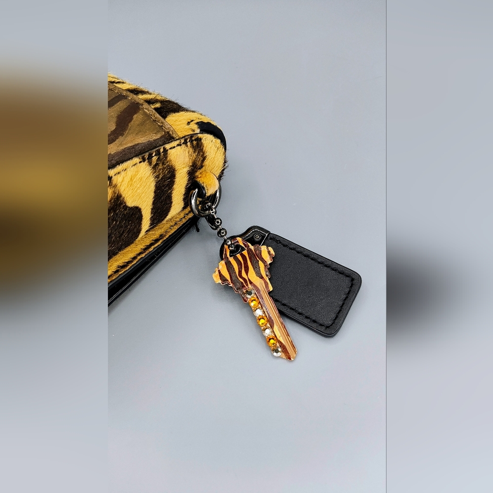 Custom Upcycled Coach Tiger Print Haircalf Dinky Crossbody - Picture 5 of 10